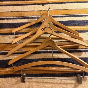 Vintage Wooden Suit Hangers Set of 5 Natural Wood Trouser Skirt Clips
